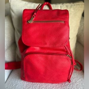 New Red Leather Backpack